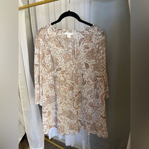 H&M Cream and Brown Paisley Blouse